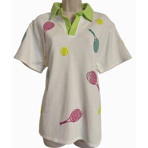 Fantastic Fawn Tennis Pickleball Polo Shirt Size Medium NWOT